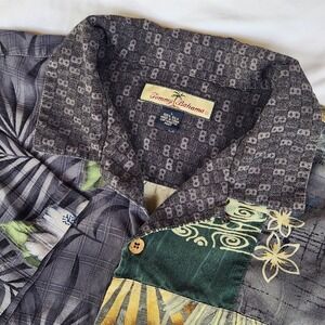 Tommy Bahama Men's 100%‎ Silk Patchwork Hawaiian Shirt Large Aloha Tropical